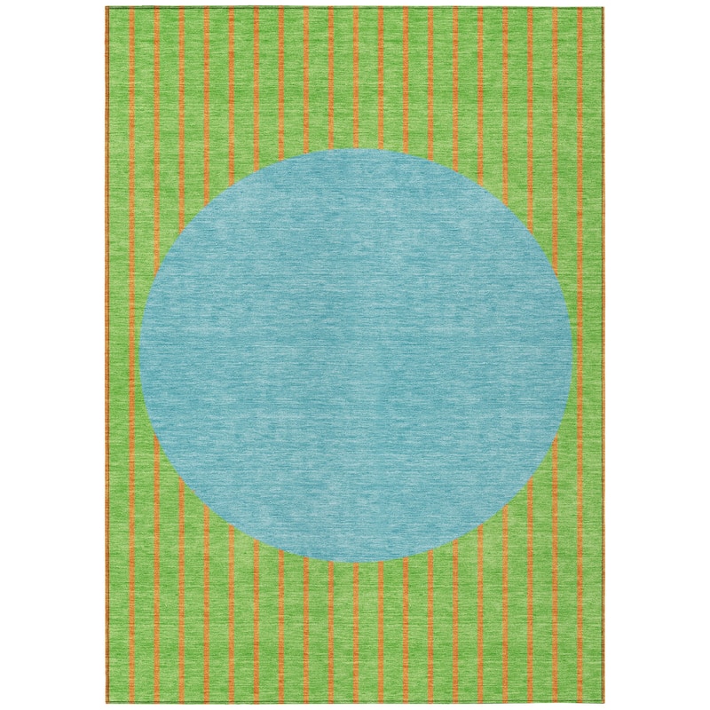 Machine Washable Indoor/ Outdoor Modern Sunrise Chantille Rug
