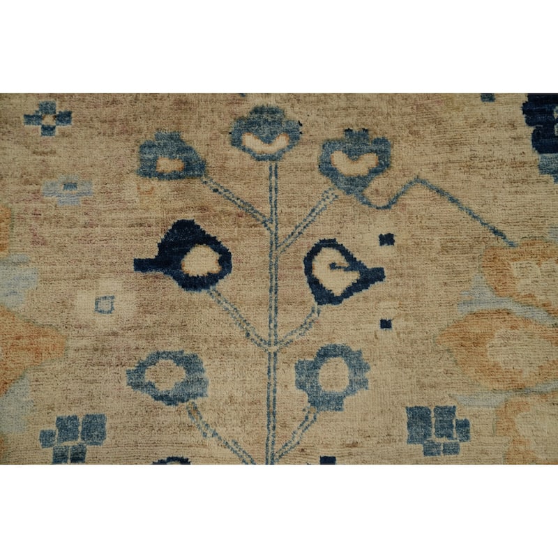 Hand Knotted Traditional Wool Beige Geometric Area Rug - 11' 8'' X 8' 9''