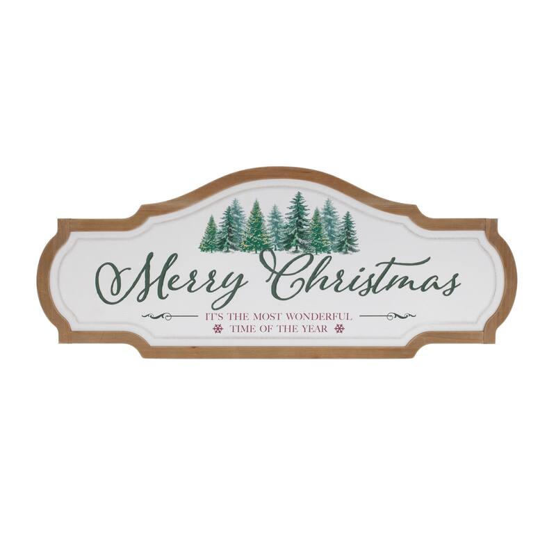 11" Tall Merry Christmas Wooden Sign with Green and White Finish for Living Room or Entryway Decor - 27.75”L x 0.75”W x 11.25”H