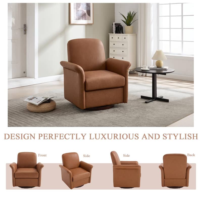 Modern Barrel Armchair with Wood Base for Bedroom