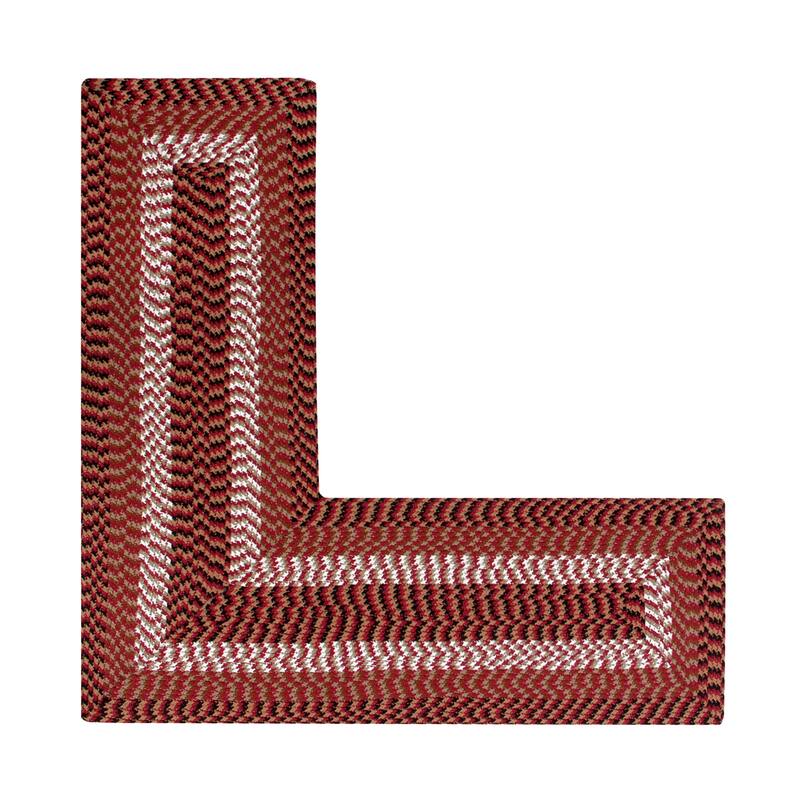 Better Trends Alpine Braid 100% Polypropylene Stain-resistant & Double-Sided Reversible Durable Indoor Area Utility Rug - 24" x 48" x 48" L-Shape - Burgundy Stripe