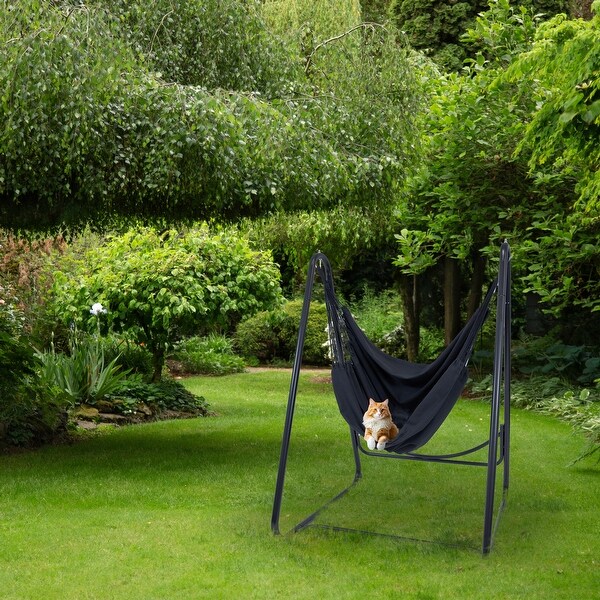 Sunnydaze Patio Hammock Chair with Stand for Outside - Steel A