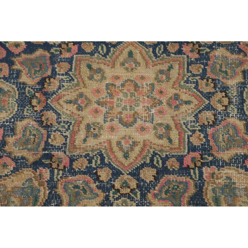 Mashad Persian Vintage Rug Hand-Knotted Traditional Wool Carpet - 9'7" x 12'10"