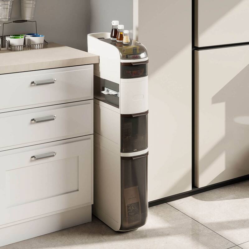 Costway 5-Tier Narrow Bathroom Storage Cabinet with Drawers Tissue Box - See Details