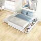 preview thumbnail 7 of 15, Simple Platform Bed Full Size Wood Bed Frame with Twin Trundle and 2 Drawers Suit for Kids Bedroom, No Box Spring Needed White