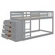 preview thumbnail 8 of 11, Twin over Twin Bunk Bed wGuardrail, Cabinet, 4 Drawers,3 Shelves,Grey