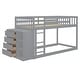 preview thumbnail 8 of 11, Twin over Twin Floor Bunk Bed with 4 Storage Drawers & 3 Shelves, Wooden Bunk Bed Frame w/Built-in Ladder, Safety Guardrail,Grey