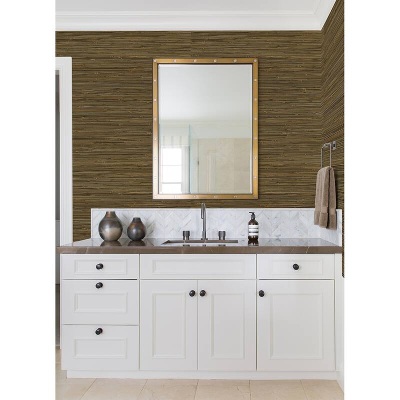 A-Street Prints Mayleen Black Grasscloth Wallpaper