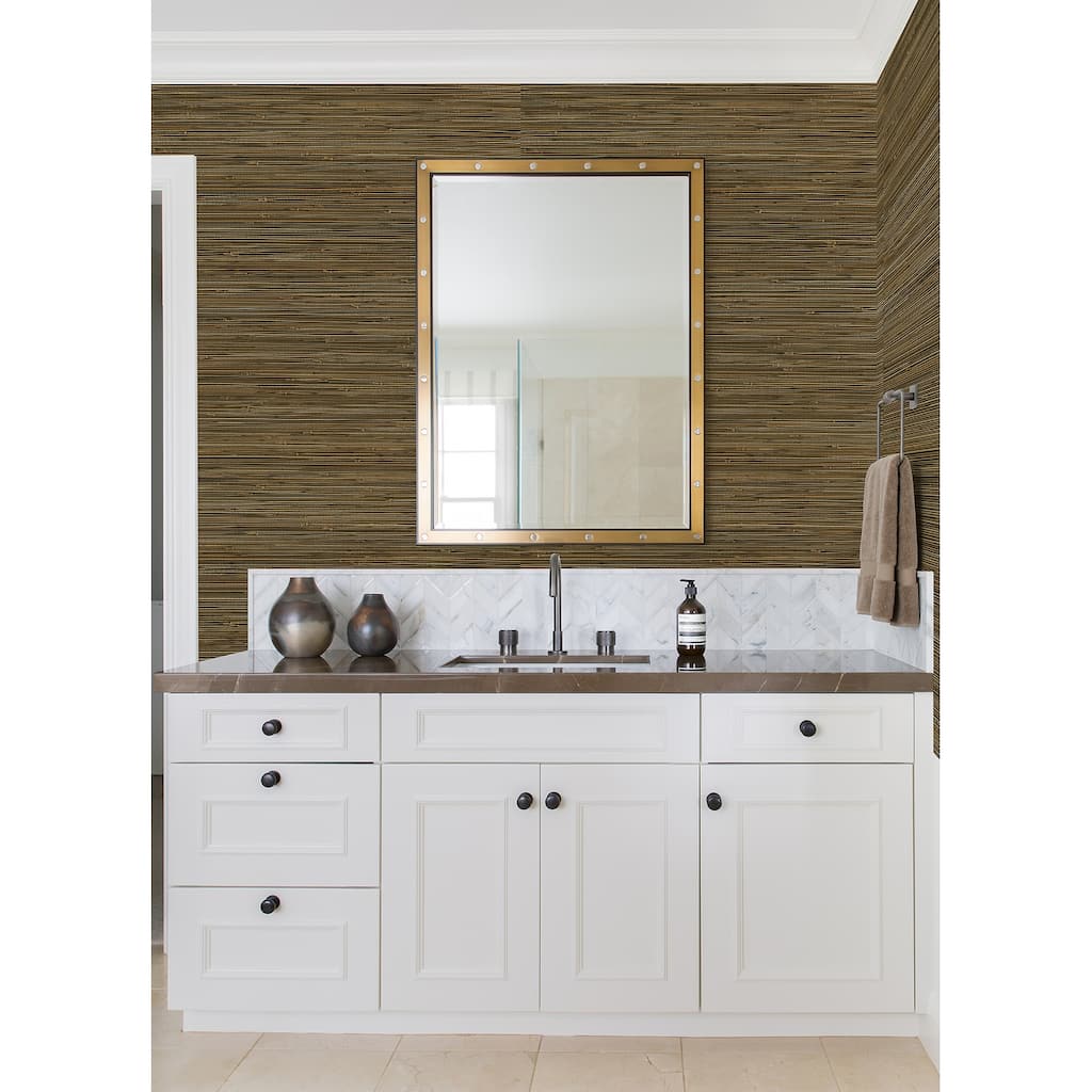 Montmorency, Mayleen Black Grasscloth 24' L X 36" W, Wallpaper Roll