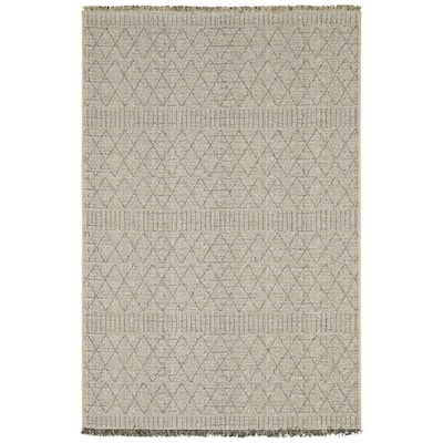 Style Haven Grayton Textured Geometric Beige/ Black Indoor-Outdoor Fringe Edge Rug