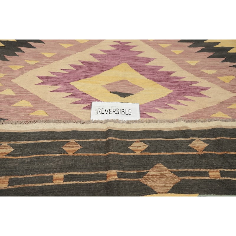 Hand Woven Oriental 100% Wool Carpet Southwestern Tribal Purples Kilim Area Rug - 11' 11'' X 8' 7''