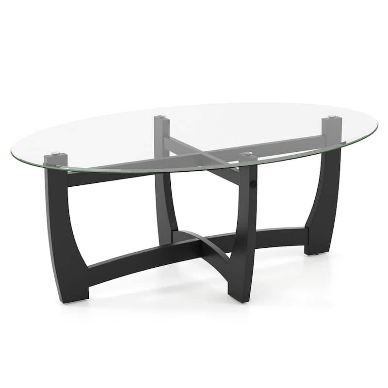 Gymax Coffee Table Modern Accent Tea Table w/ Rubber Wood Bentwood