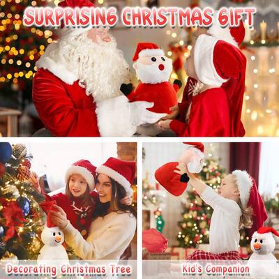 Reversible Plush Santa Snowman Toy Soft Doll for Kids