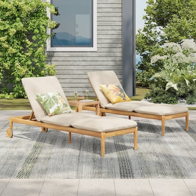 Outdoor Chaise Lounge with Wheels Set of 2