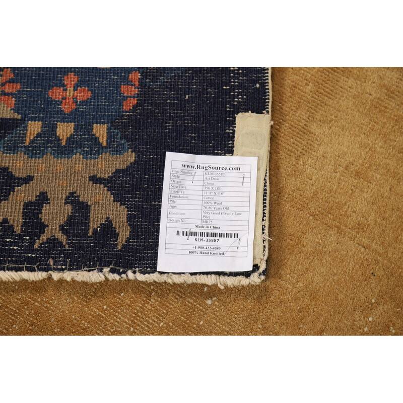 Vegetable Dye Art Deco Chinese Vintage Rug Hand-Knotted Wool Carpet - 6'0"x 11'8"