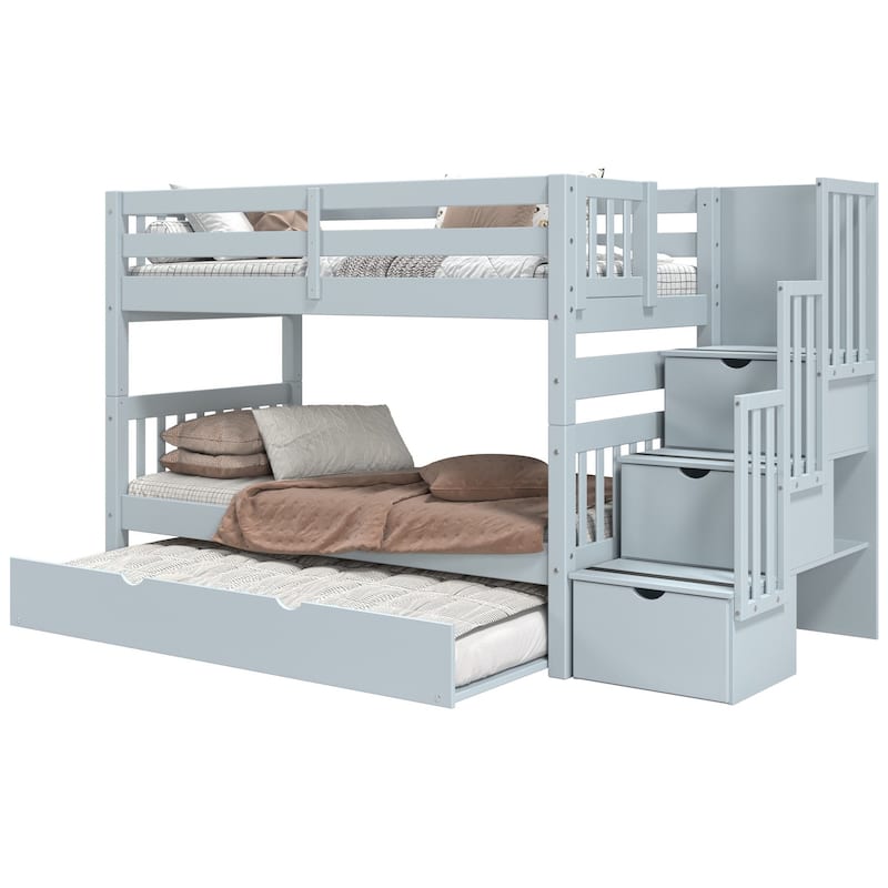 Taylor & Olive Trillium Twin over Twin Stairway Bunk Bed, Twin Trundle