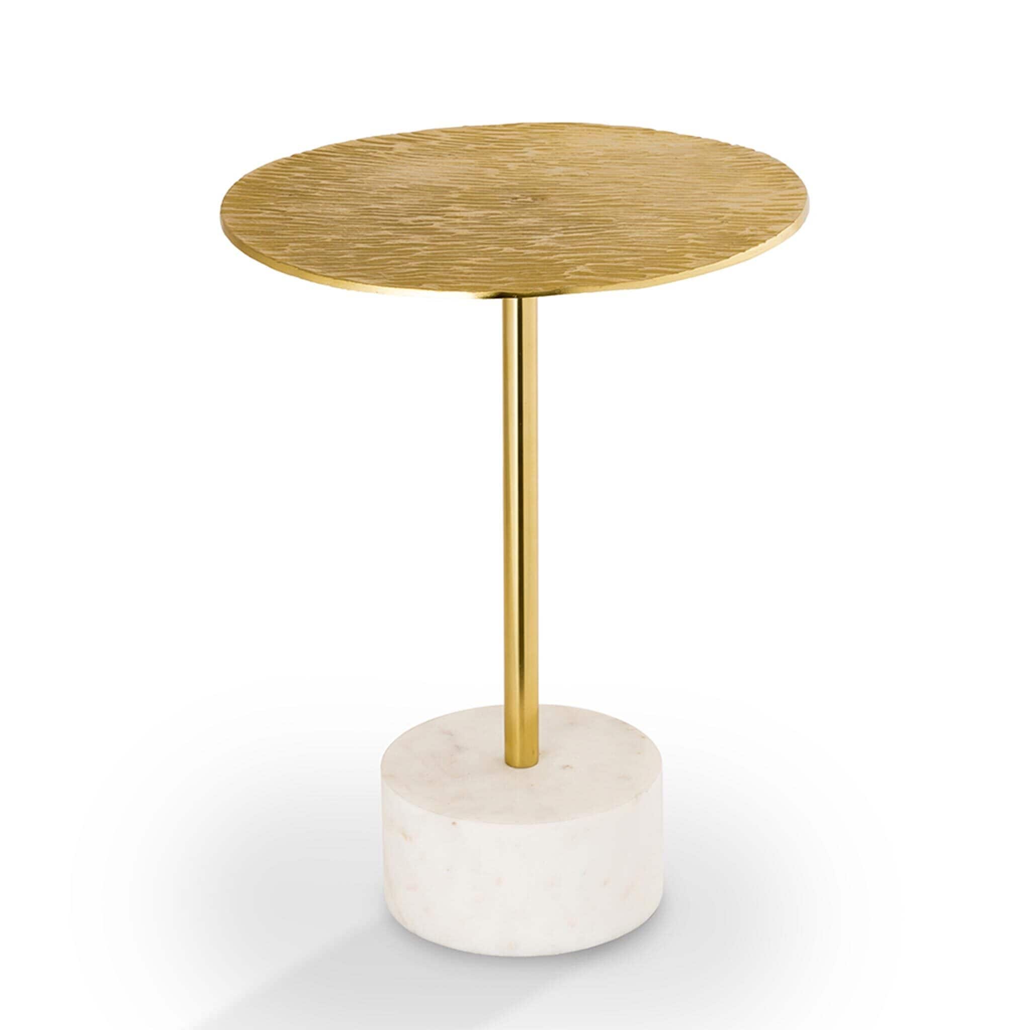 Spi Home Golden Finish End Table With Marble Base 20.5 Inches High - 20.5 X 16 X 16 inches