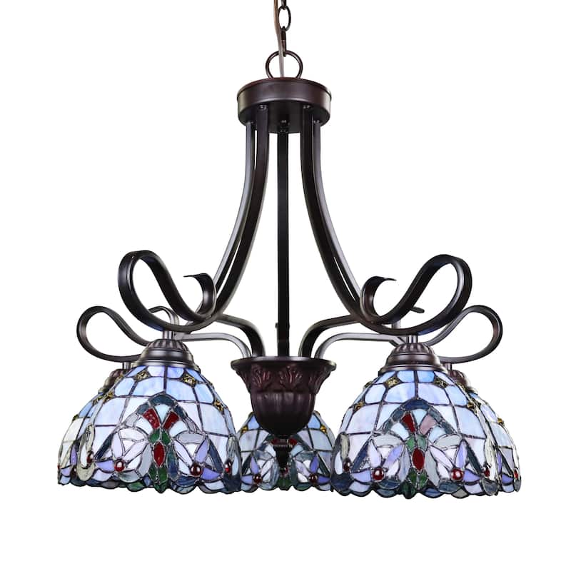 Tiffany-Style Victorian-Design 5-light Dark Bronze Pendant