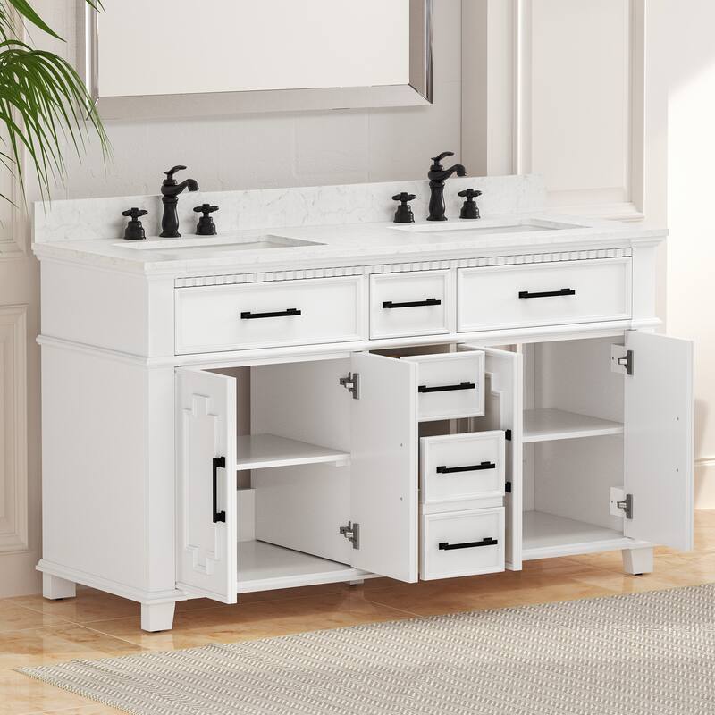 36 Inch Bathroom Vanity with Sink, Soft-Close Sliding Drawers & Cabinet, Bathroom Vanity Cabinet Set in White
