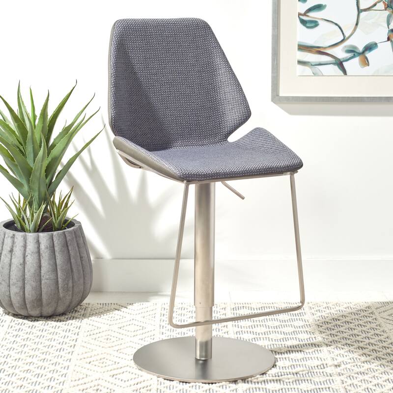 SAFAVIEH Linza Gas Lift Adjustable Bar Stool - 19" W x 22" L x 35-45" H - 19Wx22Dx35H