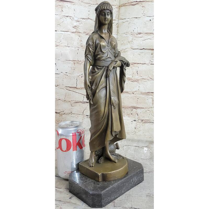 Reproduction Of Greek Goddess Bronze Sculpture Marble Base Statue Art Deco Gift