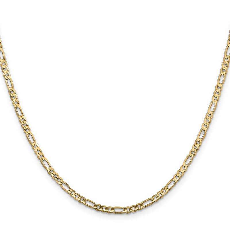 Curata 14k Yellow Gold 3mm Concave Open Figaro Chain Bracelet Options: 7" 8"