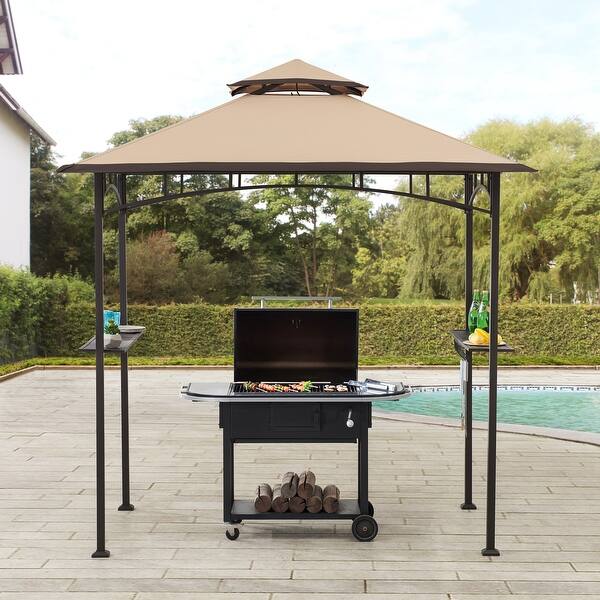 Shop Sunjoy 5 Ft X 8 Ft Black Grill Gazebo With Canopy Overstock 30581647