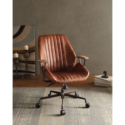 Cocoa Aluminum Top Grain Leather Office Chair