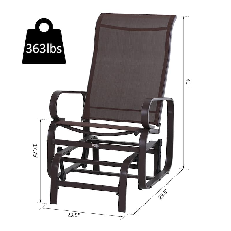 Outsunny Single Glider Brown Mesh Rocking Chair