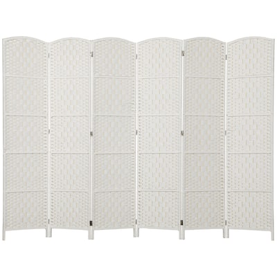 Nature Wood-White Poplar Paper Rope Folding Room Divider with Panels