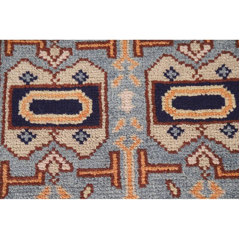 Geometric Orange Heriz Serapi Runner Rug Hand-knotted Wool Carpet - 2'8"x 7'11"