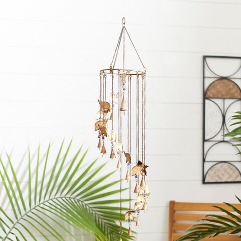 Brass Iron Eclectic Windchime 36 x 7 x 7 - 7 x 7 x 36