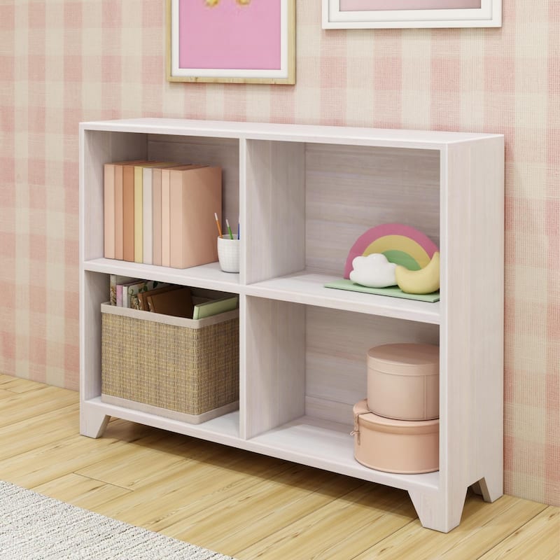 Max and Lily Farmhouse 4-Shelf Bookcase - White Wash