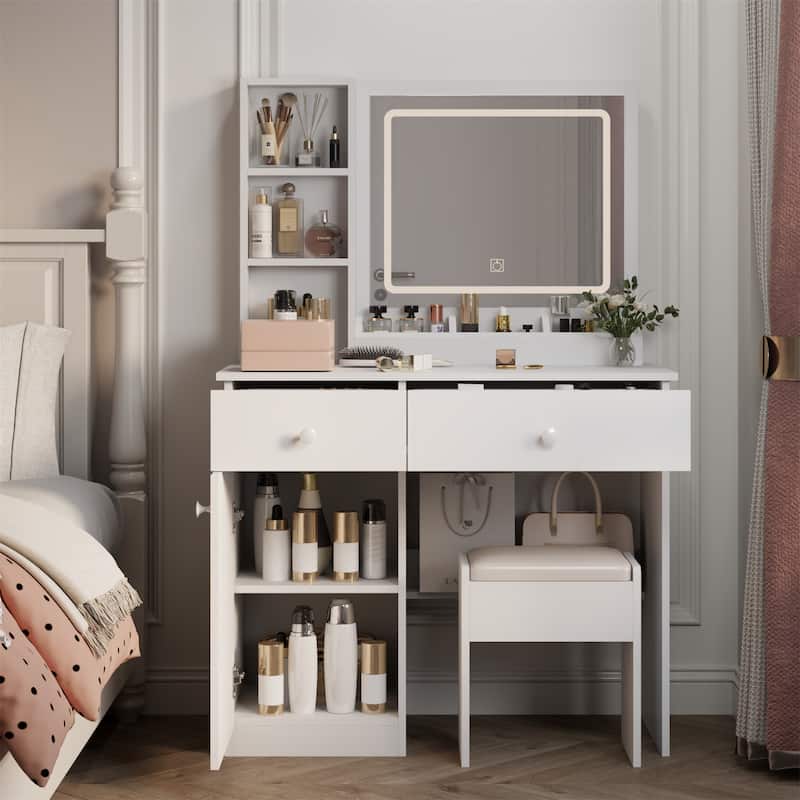 Fashion Vanity Desk with Mirror and Lights for Makeup
