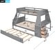 preview thumbnail 5 of 13, Twin over Full Bunk Bed with Trundle Bed and Built-In Desk, Wood Frame Guardrail Bed with Three Storage Drawers & Shelf