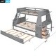 preview thumbnail 20 of 28, Twin over Full Wood Bunk Bed with Trundle, Built-in Desk, Three Storage Drawers & Shelf - Sapce-Saving Design