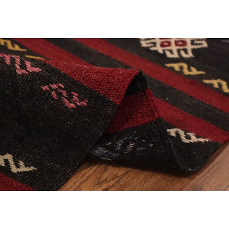 Hand Woven Oriental 100% Wool Carpet Southwestern Tribal Red Kilim Area Rug - 9' 9'' X 5' 11''