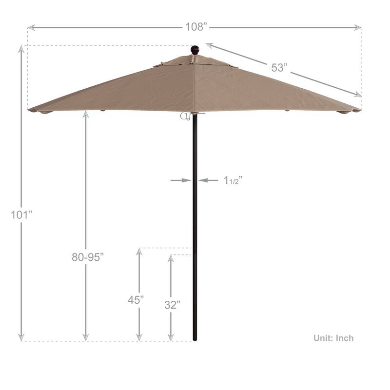 California Umbrella 9' Rd. Aluminum Frame, Fiberglass Rib Market Umbrella with Olefin Fabric, Base Not Included