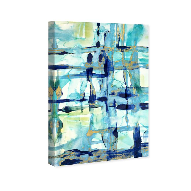 Wynwood Studio Canvas Abstract Golden Tidal Tempest Blue and Modern & Contemporary Wall Art Canvas Print