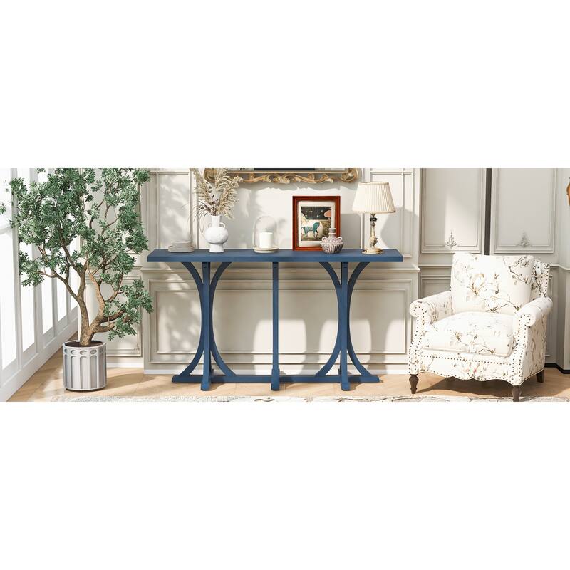 Roomfitters 59.8" Console Table with Oak Veneer Top, Modern Arched Leg Entryway Sofa Table for Hallway & Living Room
