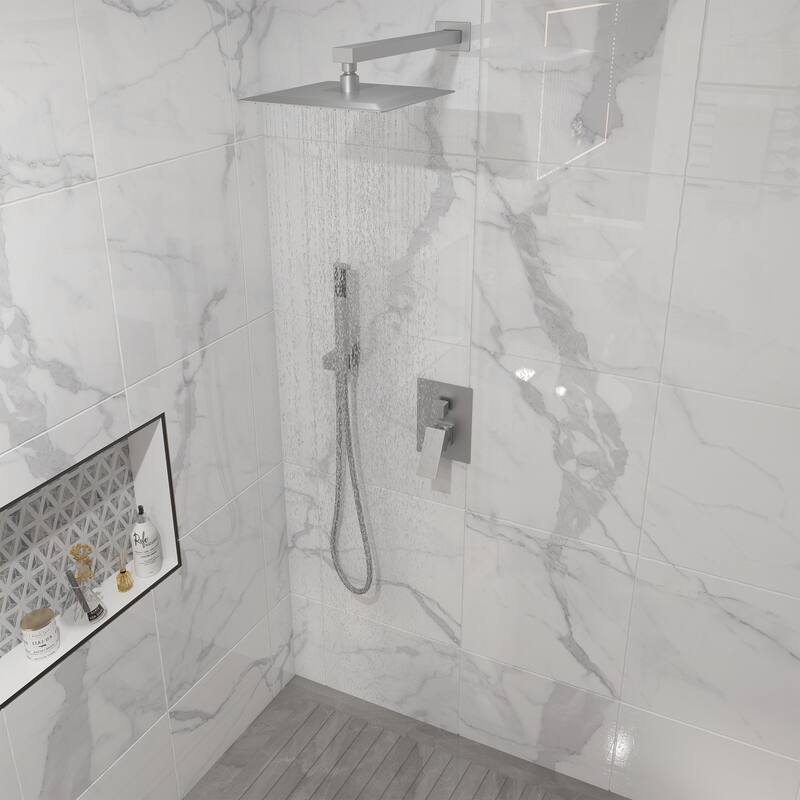 10 Inch Square Bathroom Shower System Set, 2-Function Shower Faucet
