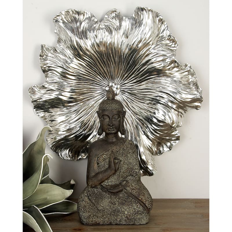 Silver Polystone 3D Floral Home Wall Decor (Set of 3) - Silver