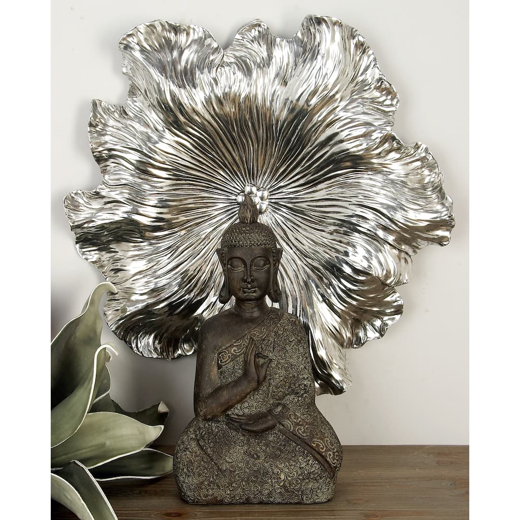 Silver Polystone 3D Floral Home Wall Decor (Set of 3)