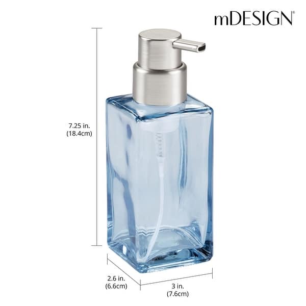 mDesign Glass Refillable Foaming Soap Dispenser Pump Bed Bath