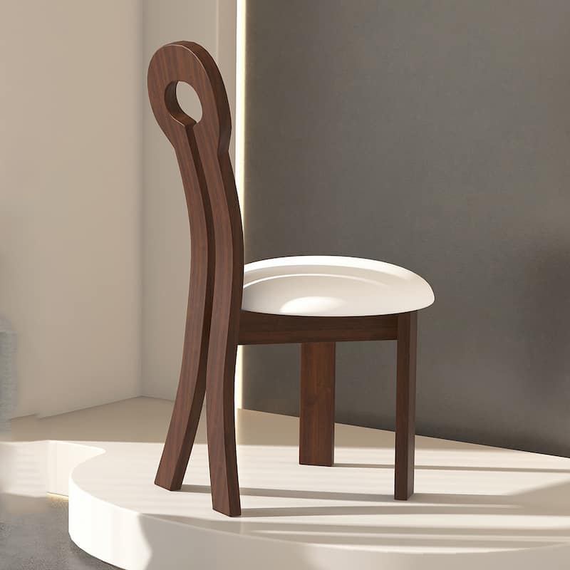 2PCS Wood Dining Chairs With PU Seat