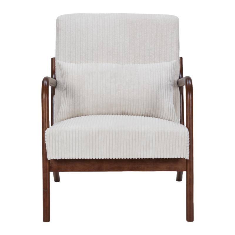 Mid-Century Modern Accent Chair, Arm Chair Living Room Chairs with Pillow Upholstered Reading Chair with Solid Wood Frame