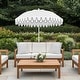 preview thumbnail 8 of 18, Horizon Coastal Scalloped Edge Beach Umbrella with Fringe, Push-Button Tilt, UV 50 Outdoor Canopy and Portable Carry Bag