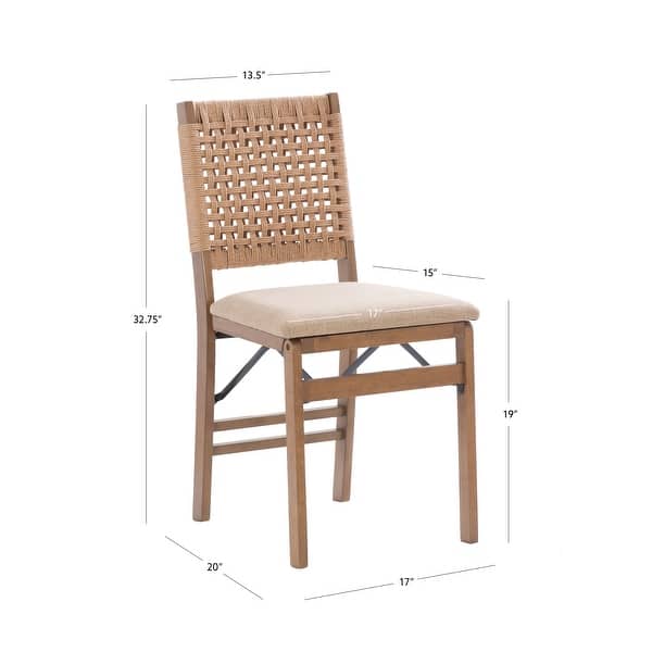 Linon Joslyn Natural Woven Back Folding Dining Chair (Set of 2) - Bed ...