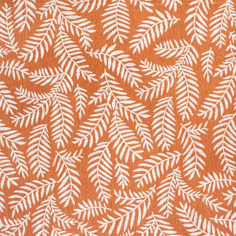 JONATHAN Y Galon Palm Frond Indoor/Outdoor Area Rug - 5' Square - Orange/Cream