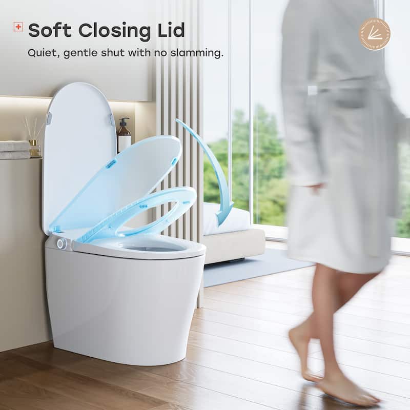 HOROW Elongated Smart Toilet 1.1 GPF Auto Flush Heated Seat Night Light - N/A